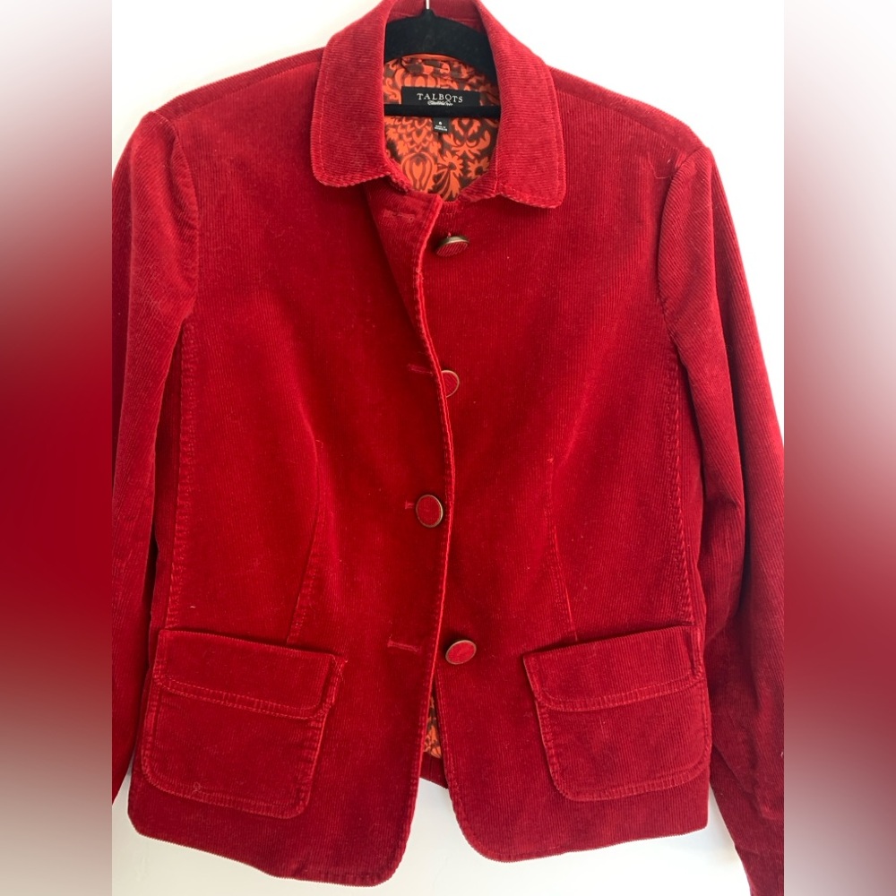 Talbots Rich Red Corduroy Blazer - Picture 3 of 7